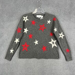 Design History Sweater Womens Small Gray Pure‎ Cashmere Crewneck Star Pullover